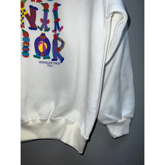 Modigliani Iunior Sweatshirt Italy Spellout Character Multicolor Crewneck Large - Picture 7 of 13